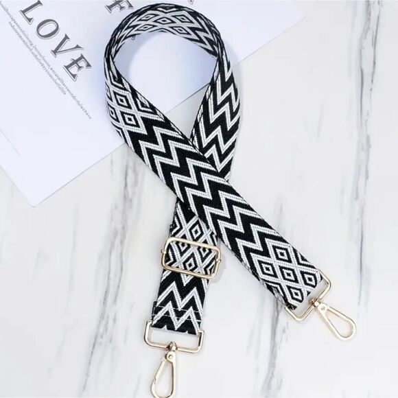 Belt/Shoulder Bag Strap Adjustable Replacement Strap Accessory Black and White